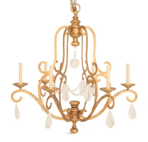 Gilt-Metal and Giltwood and Glass Chandelier