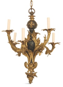 Belle Epoque Bronze Dore et Patine Chandelier