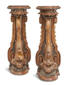 Pair of Large Venetian Parcel-Gilt Pedestals