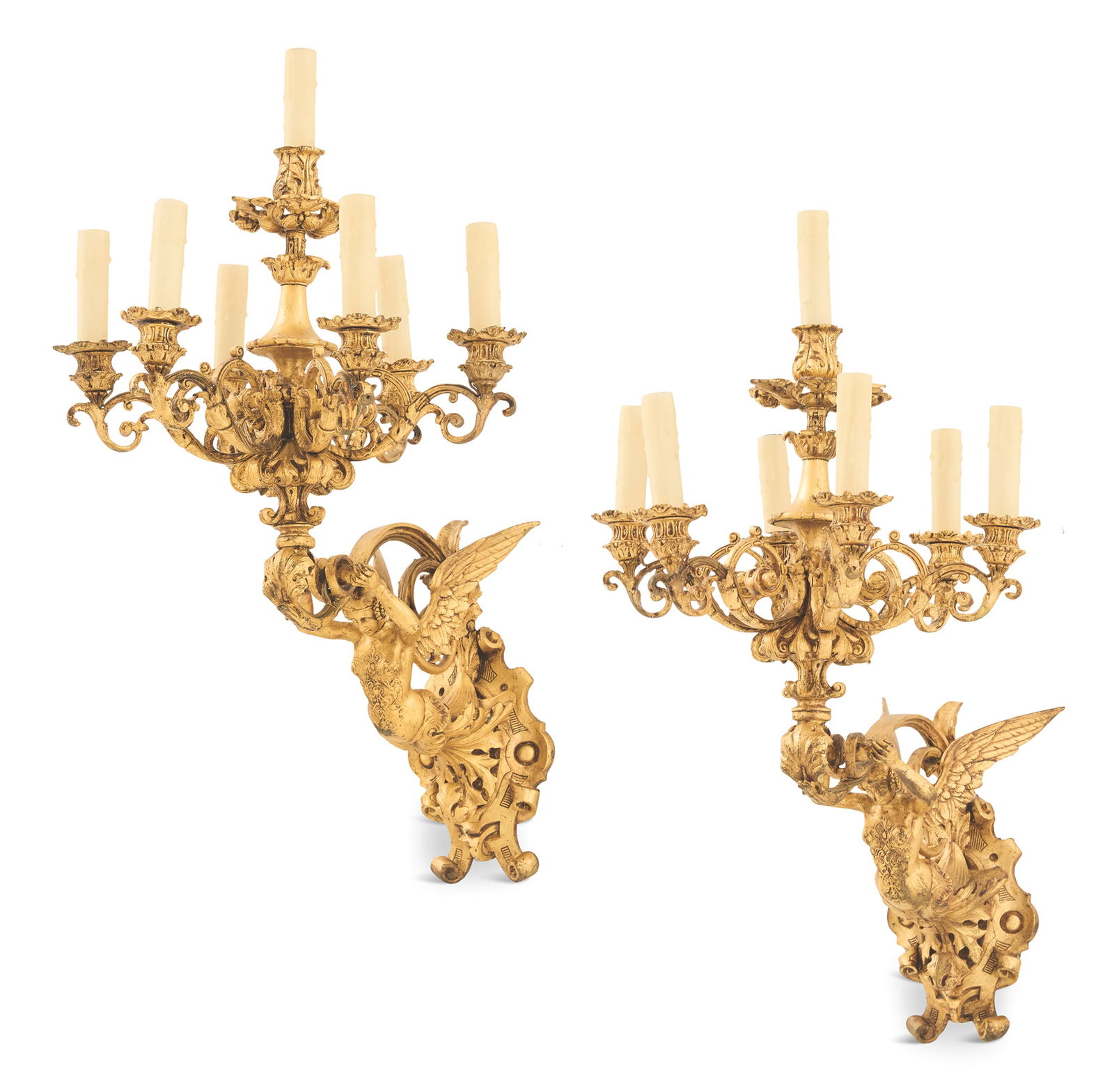 Pair of French Napoleon III Gilt-Bronze Sconces (1 of 3)