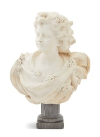 French Belle Epoque Marble Bust of "Flora"