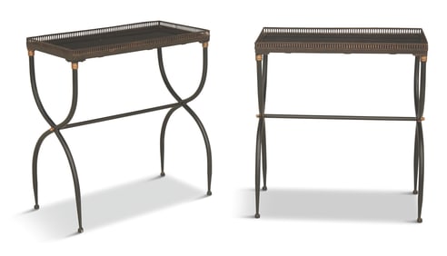 Pair of Iron and Granite-Top Tables