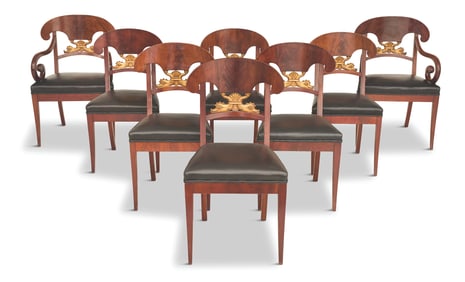 Eight Baltic Mahogany Parcel-Gilt Dining Chairs
