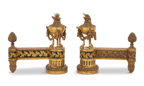 Pair of French Belle Epoque Bronze Dore Chenets