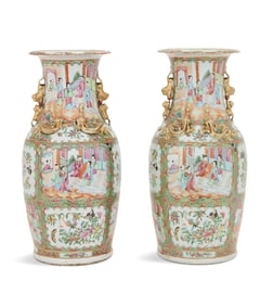 Pair of Chinese Export Rose Medallion Vases