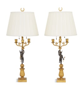 Pair of French Bronze Figural Lamps