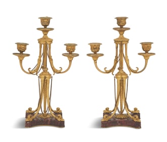 Napoleon III Gilt-Bronze and Marble Candelabra
