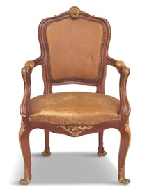 Stained Mahogany and Ormolu-Mounted Fauteuil