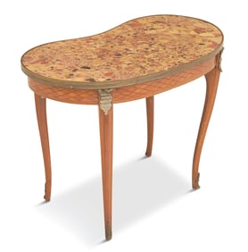 Inlaid Kingwood and Marble-Top Side Table