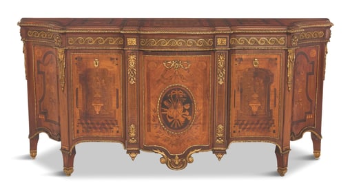 Mixed Woods Inlaid and Ormolu-Mounted Sideboard