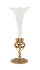 French Gilt-Bronze and Cut Glass Trumpet Vase