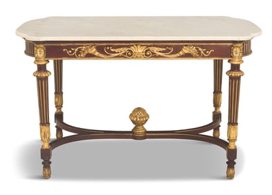 Mahogany and Parcel-Gilt Marble-Top Table