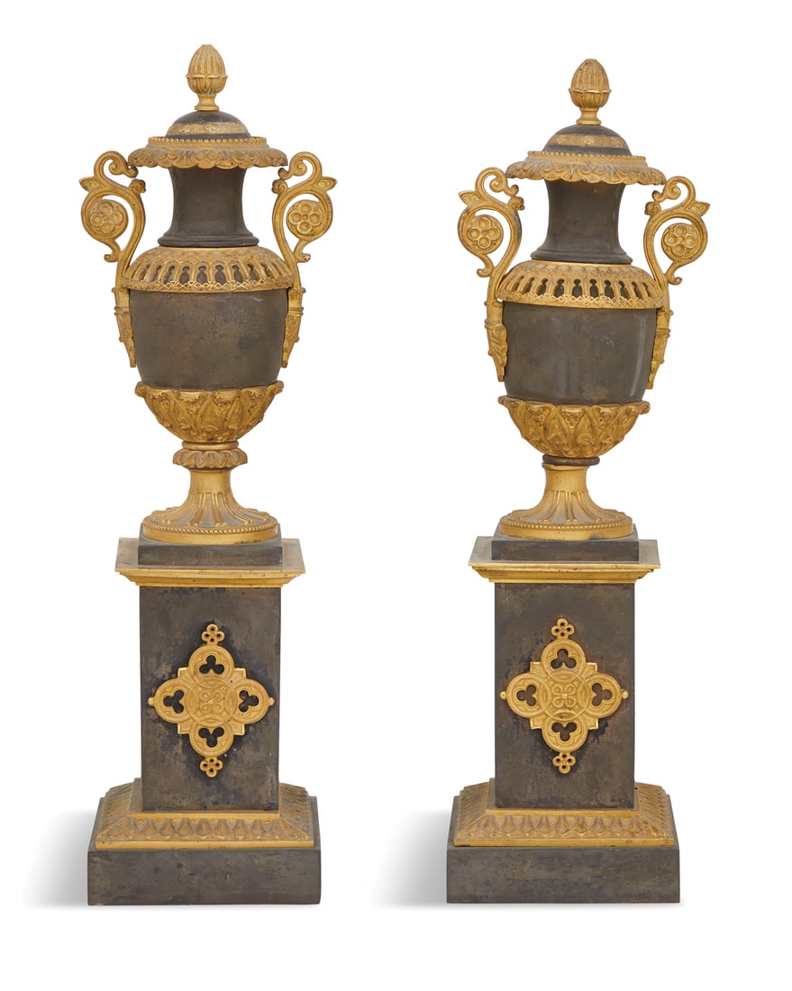 Pair of French Bronze Dore et Patine Cassolettes (1 of 4)