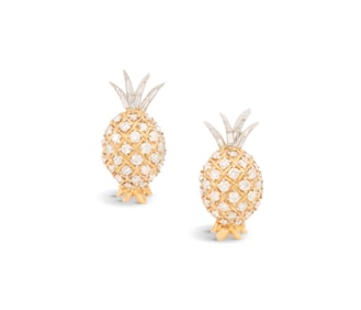 Verdura Diamond Pineapple Ear Clips