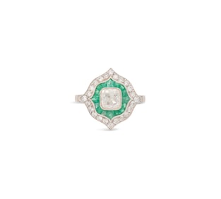 Art Deco Emerald and Diamond Ring