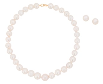 Cultured Pearl Necklace and Earring Suite