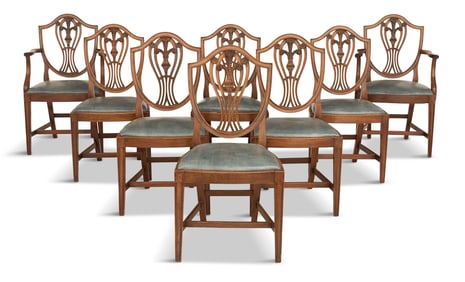 Eight Mahogany Shield-Back Dining Chairs
