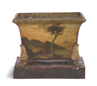 Handsome Restauration Tole Peinte Jardiniere