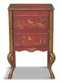 Chinoiserie Red-Lacquered Side Table