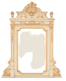 French Painted and Parcel-Gilt Overmantel Mirror