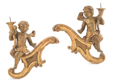 Pair of Italian Giltwood Sconces