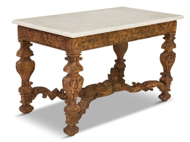 Louis XIV Giltwood and Marble-Top Table