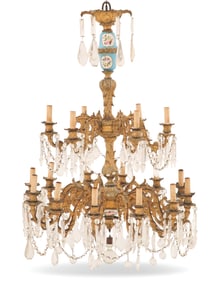 French Gilt-Metal and Paris Porcelain Chandelier