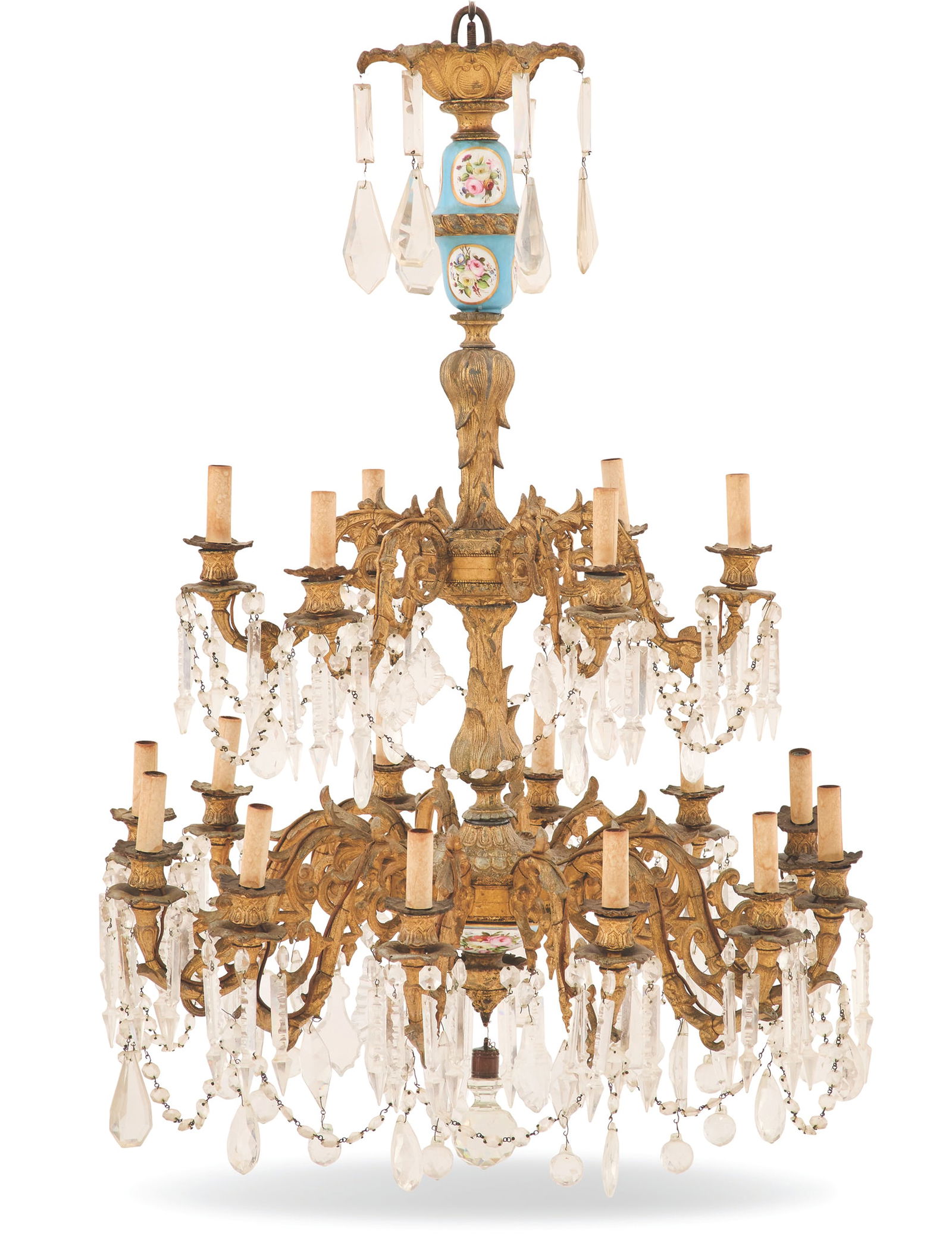 French Gilt-Metal and Paris Porcelain Chandelier (1 of 1)