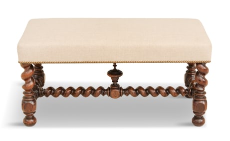 Carolean-Style Mahogany Bench