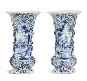 Pair of Dutch Delft Beaker Vases