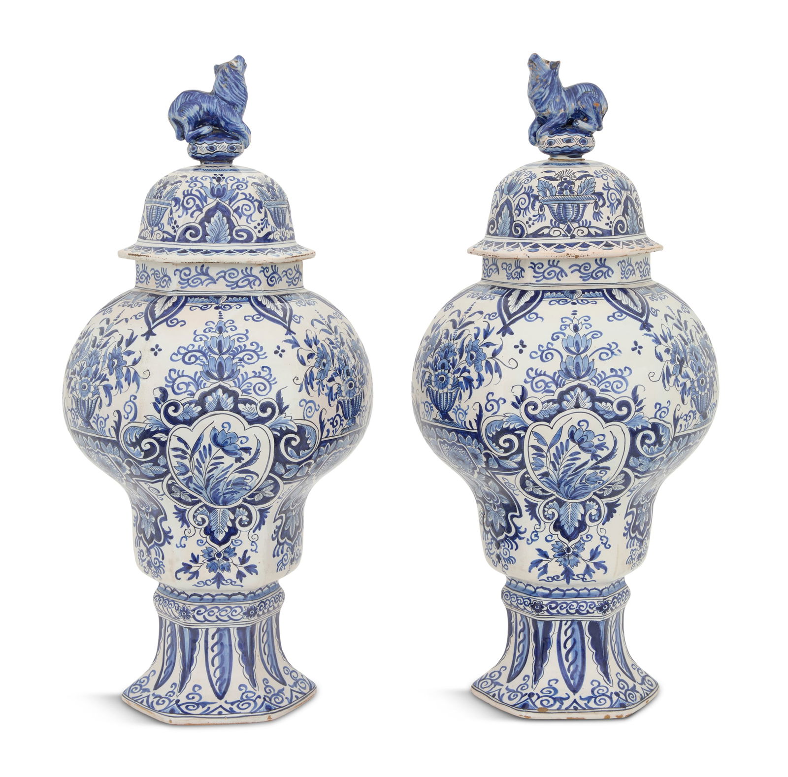Pair of Delft Covered Vases (1 of 5)