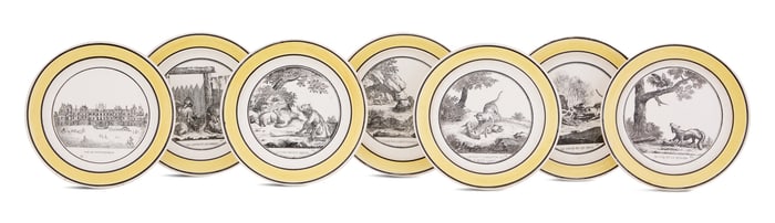 Set of Seven French Creamware Plates