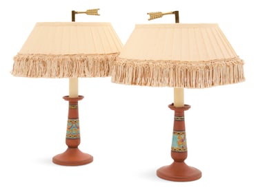 Pair of Enameled Candlesticks