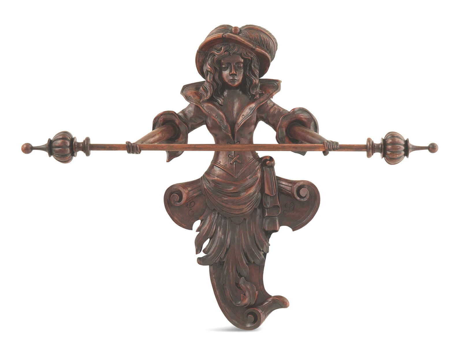 Black Forest Carved Tapestry/Towel Rod (1 of 2)