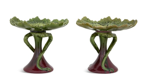 Pair of English Majolica Dessert Stands