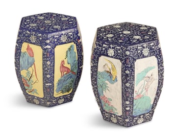 Pair of Chinese Export Porcelain Garden Seats