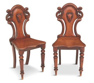 Pair of William IV Mahogany Hall Chairs