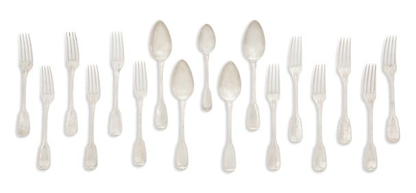 German Silver "Fiddle Thread" Flatware