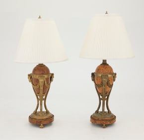 Pair of Bronze-Mounted Lamps