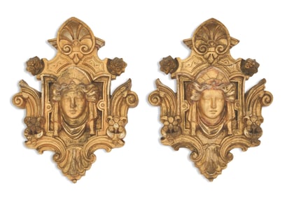 Pair of Renaissance Revival Giltwood Appliques