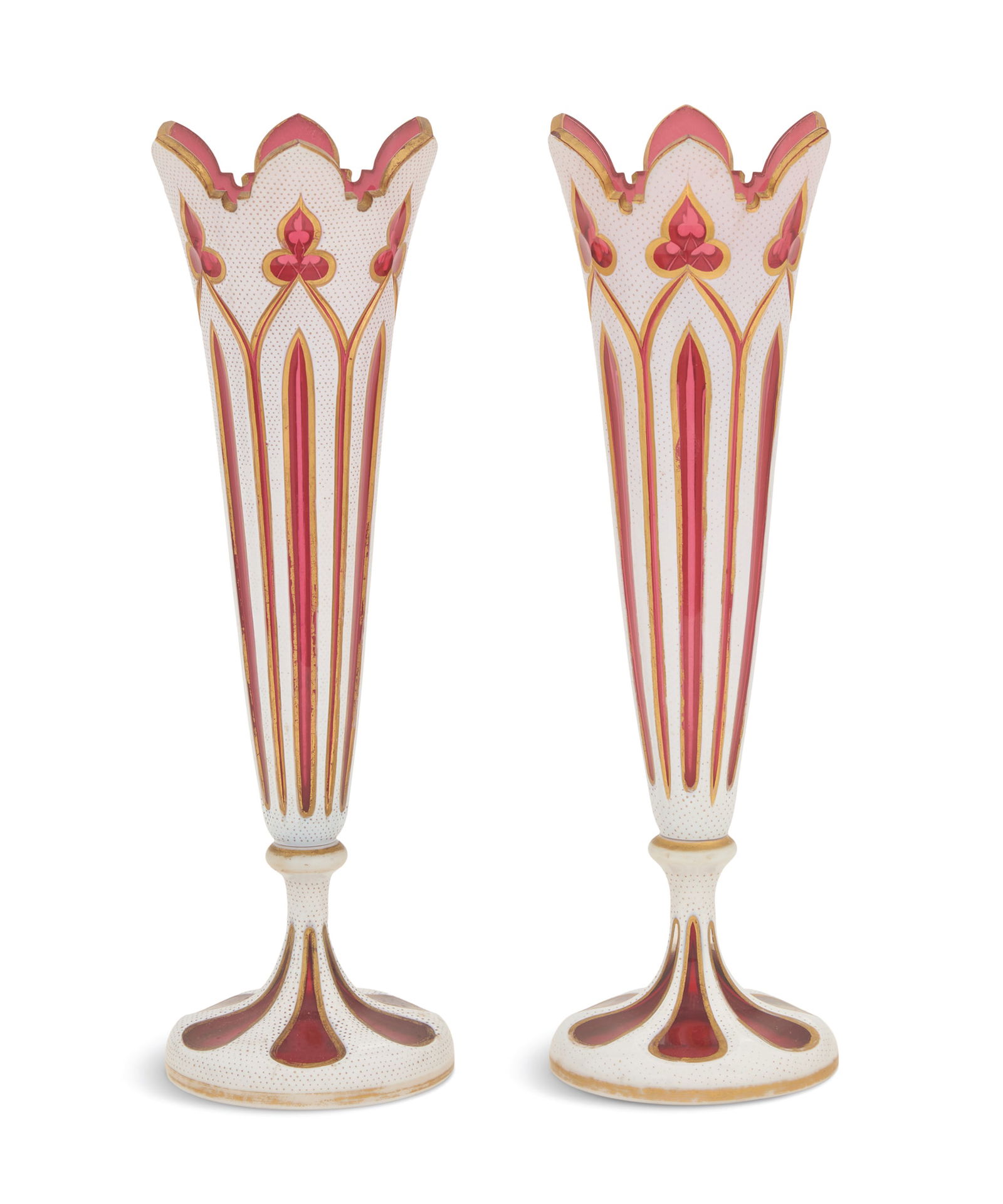 Pair of Bohemian Overlay Glass Vases (1 of 2)