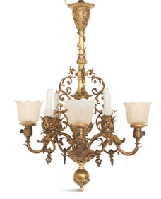 .American Gas/Electric Brass Chandelier