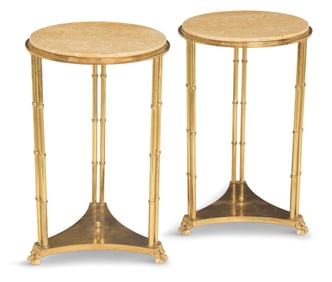 Pair of Gilt-Brass and Marble-Top Side Tables