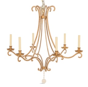 Contemporary Gilt-Metal and Glass Chandelier