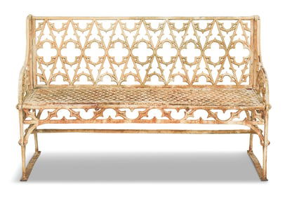 Rare French Gothic Revival Cast Iron Garden Bench