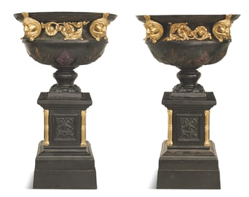 Pair of Monumental Garden Urns