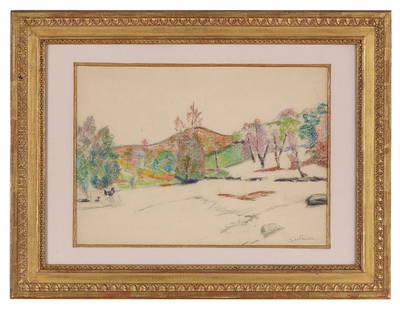 Armand Guillaumin (French, 1841-1927): † Armand Guillaumin(French, 1841-1927)"Paysage de Creuse, pres de Puy Barriou", ca. 1895pastel on laid papersigned lower right, paper watermarked "Ingres 1871", "Christie's&