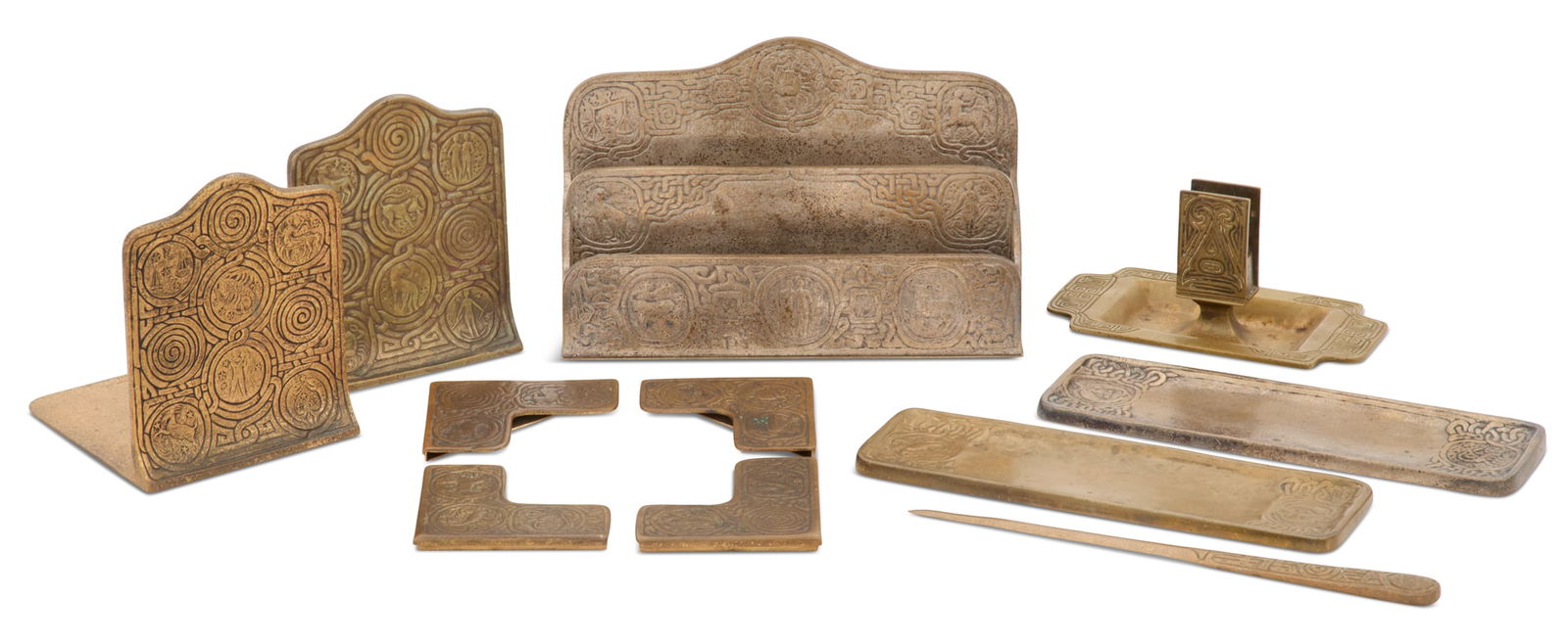 Tiffany Studios Dore Bronze "Zodiac" Desk Set (1 of 4)