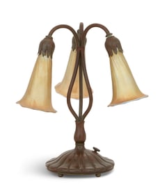Tiffany Studios Patinated Bronze Lily Lamp