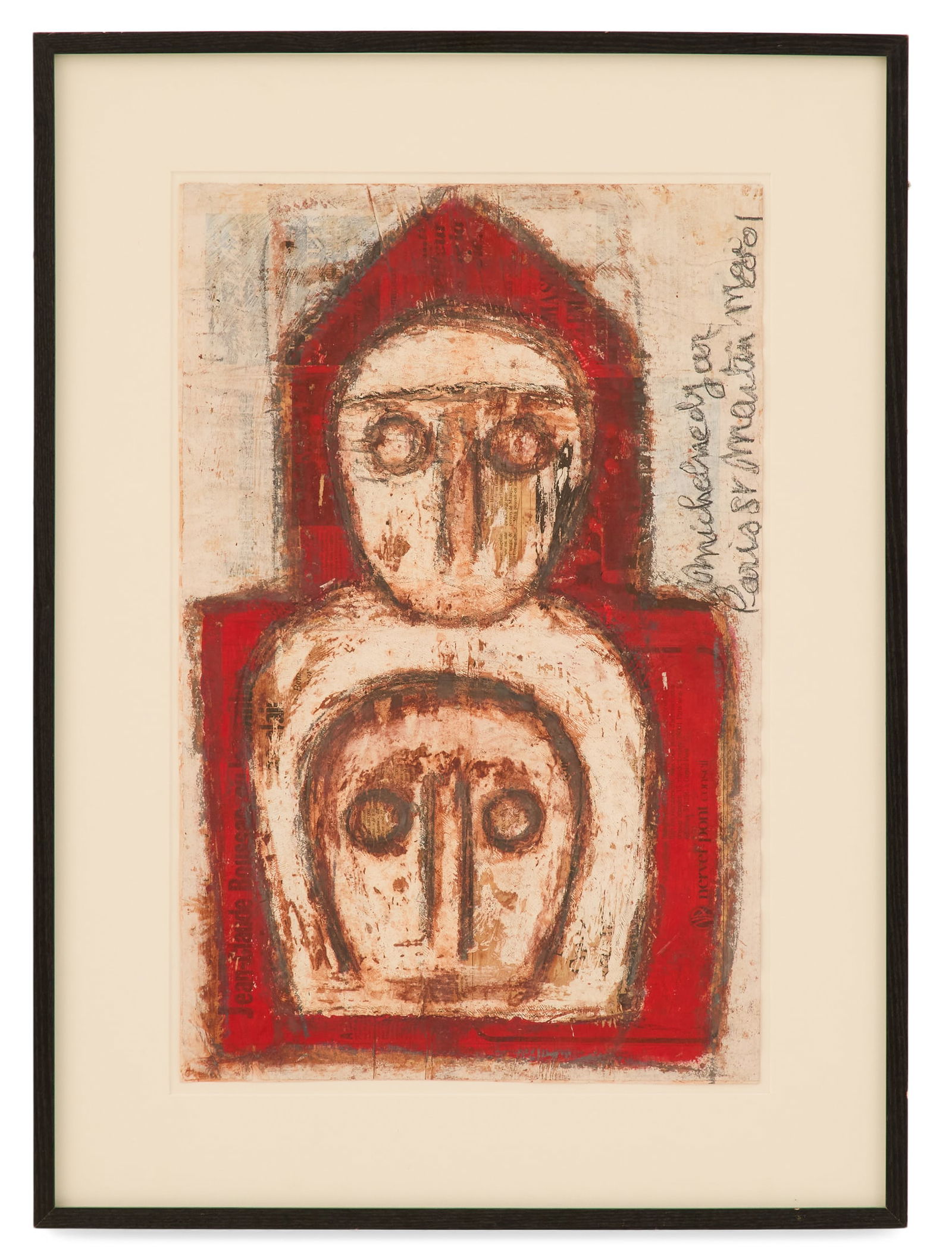 Michel Nedjar (French, b. 1947): Michel Nedjar(French, b. 1947)"Paris, St. Martin"mixed media on papersigned and dated upper right, a "Judy A Saslow Gallery" label en verso.Float-mounted, glazed and framed.22-1/2" x 14-3/4", framed 3